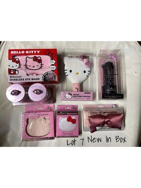 Hello Kitty Bluetooth Eye Mask & Beauty Set with Mirror - Lot of 7 New